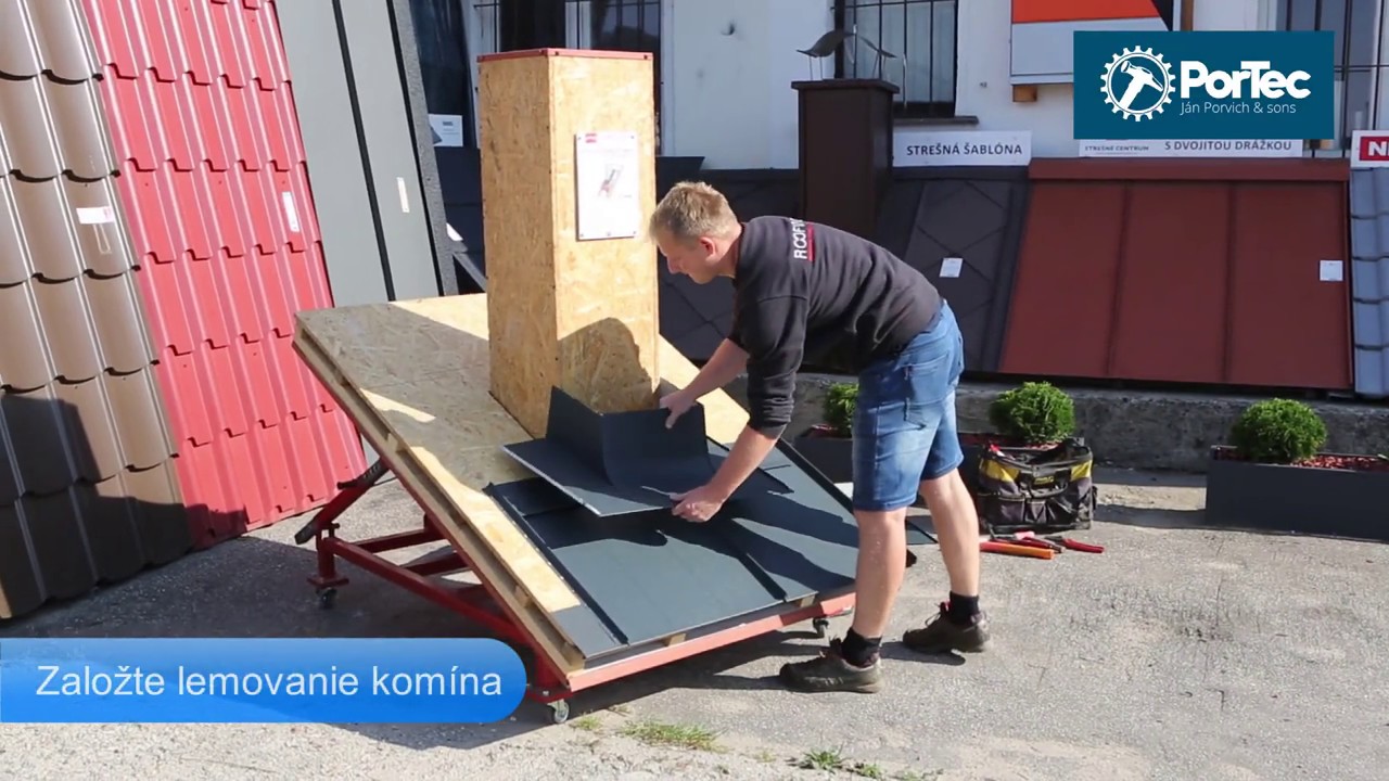 Oplechovanie (lemovanie) komína montážnym systémom PorTec, krytina strešný panel